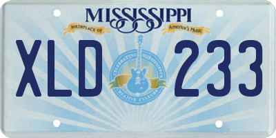 MS license plate XLD233