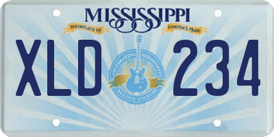 MS license plate XLD234