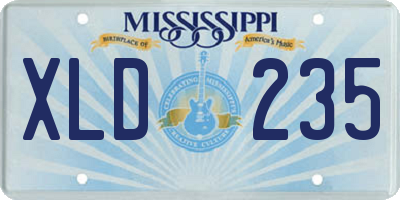 MS license plate XLD235