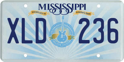 MS license plate XLD236