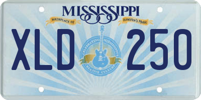 MS license plate XLD250