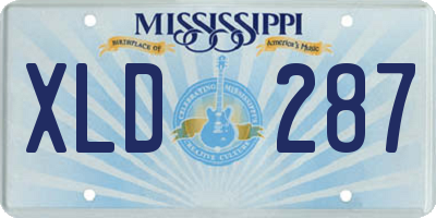 MS license plate XLD287