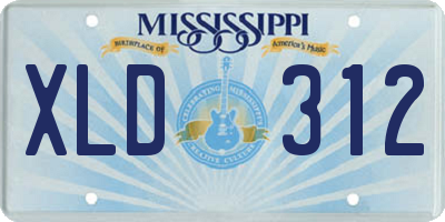 MS license plate XLD312