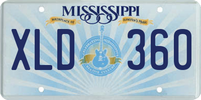 MS license plate XLD360