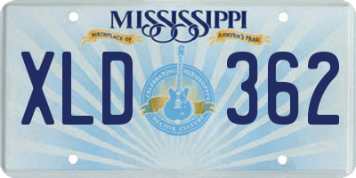 MS license plate XLD362