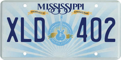 MS license plate XLD402