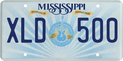 MS license plate XLD500