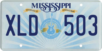 MS license plate XLD503