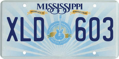 MS license plate XLD603