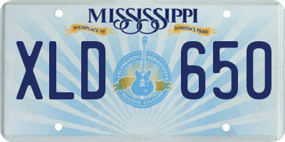 MS license plate XLD650