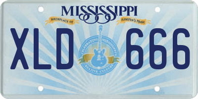 MS license plate XLD666
