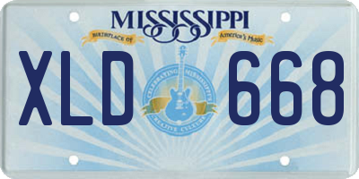 MS license plate XLD668