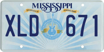 MS license plate XLD671