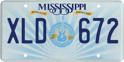 MS license plate XLD672