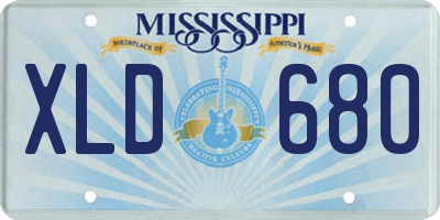 MS license plate XLD680