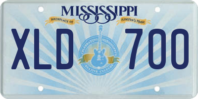 MS license plate XLD700