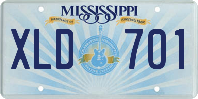 MS license plate XLD701