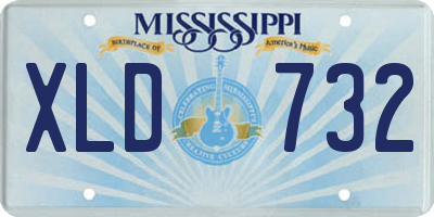 MS license plate XLD732