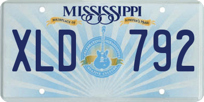 MS license plate XLD792