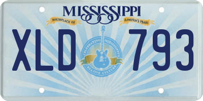 MS license plate XLD793