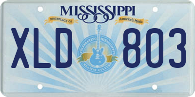 MS license plate XLD803