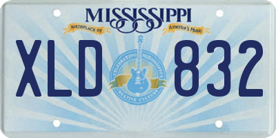 MS license plate XLD832