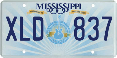 MS license plate XLD837