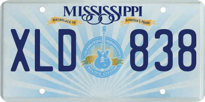 MS license plate XLD838