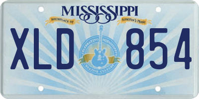 MS license plate XLD854