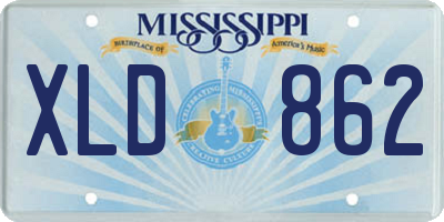 MS license plate XLD862