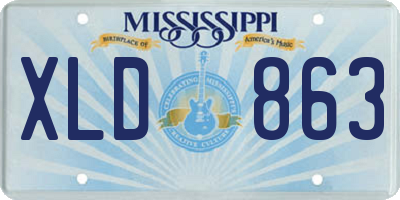 MS license plate XLD863