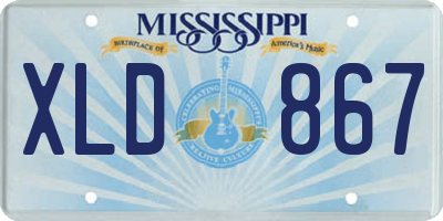 MS license plate XLD867