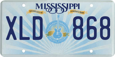 MS license plate XLD868