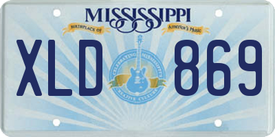 MS license plate XLD869