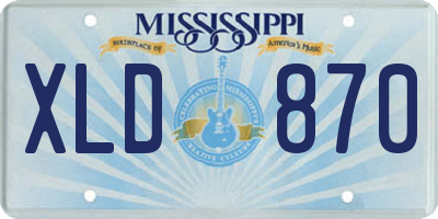 MS license plate XLD870