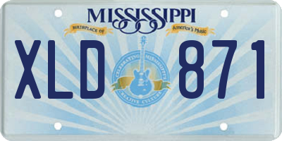 MS license plate XLD871