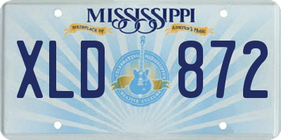 MS license plate XLD872