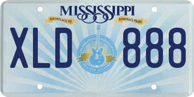 MS license plate XLD888
