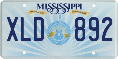 MS license plate XLD892