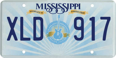 MS license plate XLD917