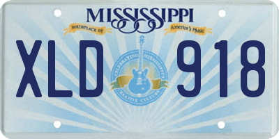 MS license plate XLD918