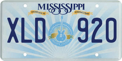MS license plate XLD920