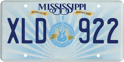 MS license plate XLD922