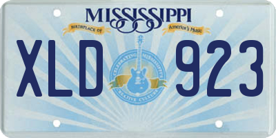 MS license plate XLD923