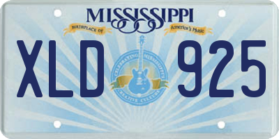MS license plate XLD925