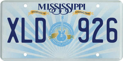 MS license plate XLD926