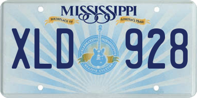 MS license plate XLD928