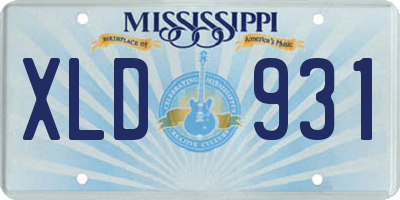 MS license plate XLD931