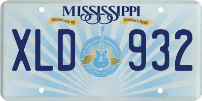 MS license plate XLD932