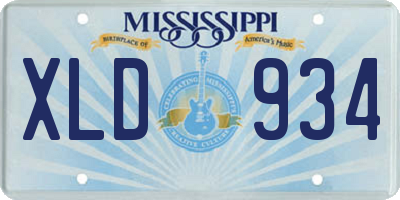 MS license plate XLD934